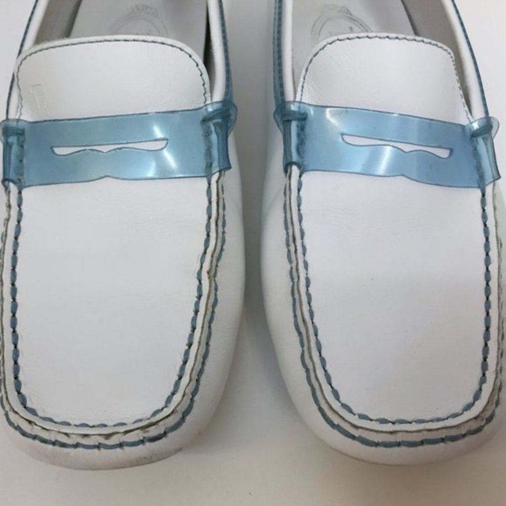 Tod's White & Blue Driving‎ Loafers 5 1/2 - Picture 4 of 6